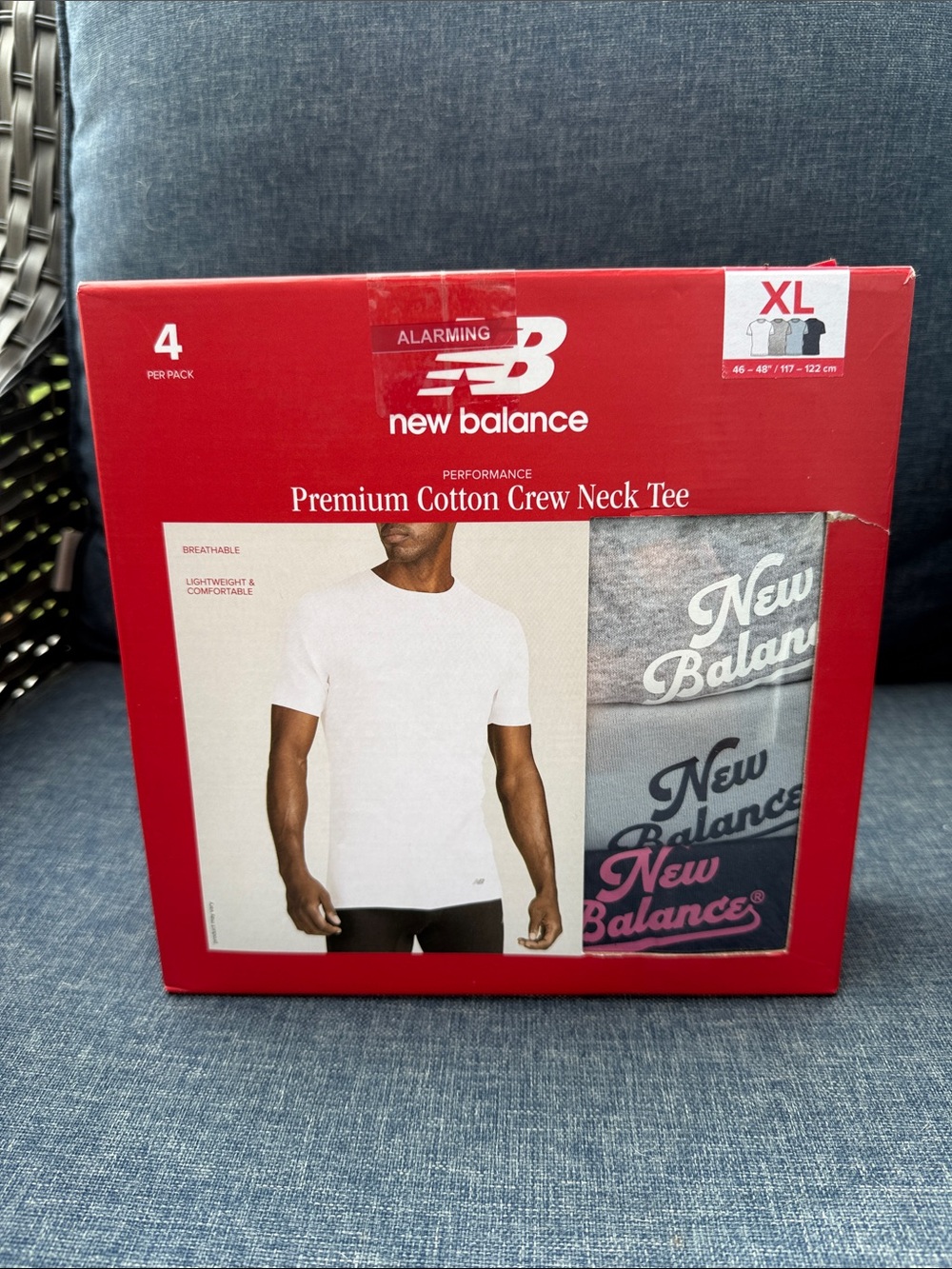 New Balance Men's Crew Neck Tee 4-Pack - White, Gray, Black